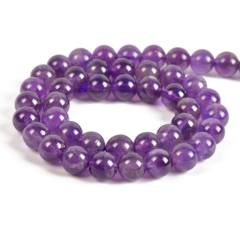 Nancybeads 45pcs 8mm Natural Lt. Amethyst Gemstone Round Spacer Loose Stone Beads for Jewelry Making 15.5" 1 Strand (Lt. Amethyst, 8mm 45Beads) - Image 2